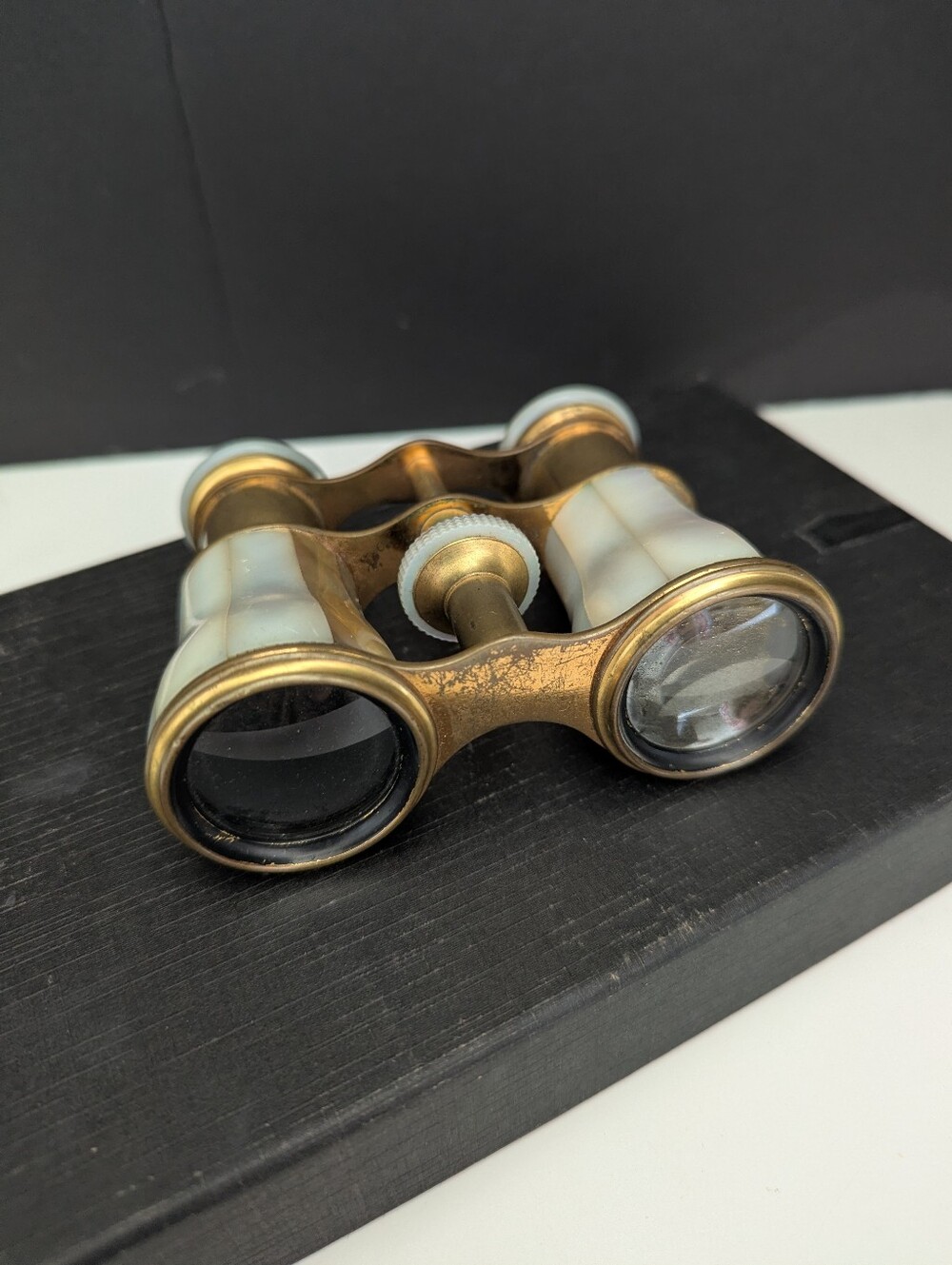 Lemaire Gold-Tone Brass Opera Glasses with White Inlay